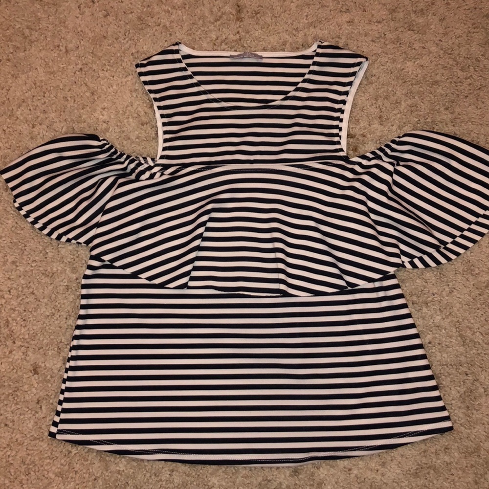 Zara Cold Shoulder Stripped Shirt